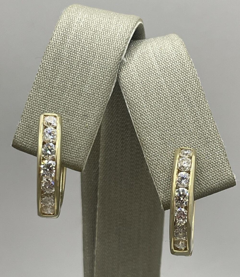 14K Yellow Gold Diamond Hoop Earrings (24066)